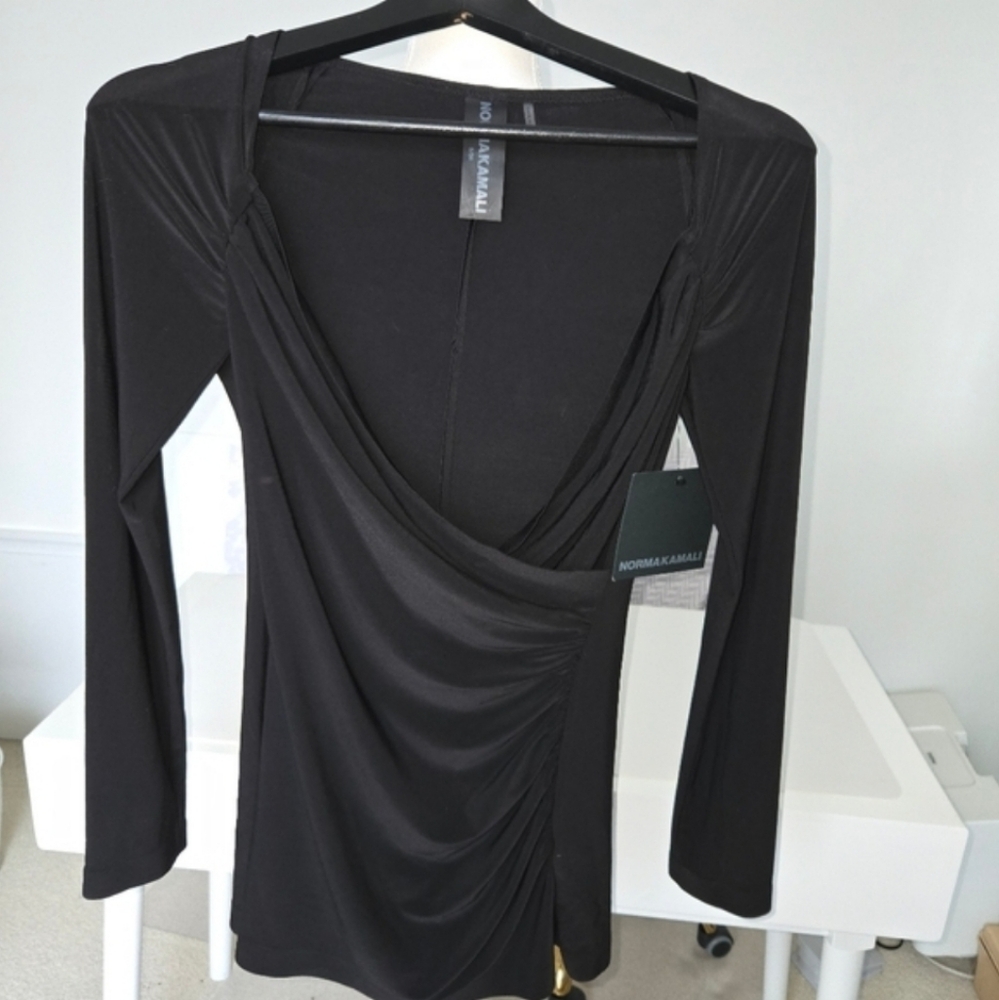Norma Kamali Black Women's Ruched Top- New - Picture 8 of 8